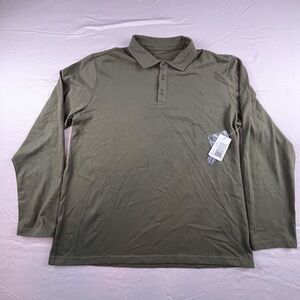 Bleecker & Broad Long Sleeve Polo Shirt Men's Size Large Military Green